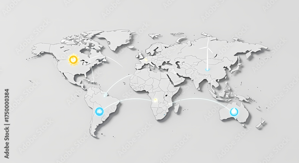 Naklejka premium Global Connectivity Map Linking Continents for Worldwide Communication