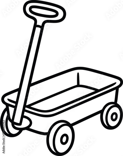 Simple Outline Drawing of a Child's Toy Wagon