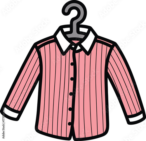 Pink Striped Long-Sleeve Shirt on a Hanger