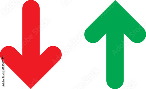 Red down arrow and green up arrow symbols