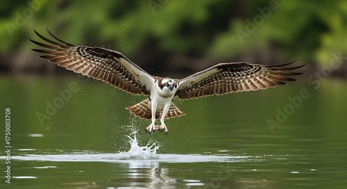 Osprey bird flying over water with wings spread wide image 1