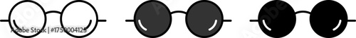 Three pairs of round eyeglasses in varying lens shades