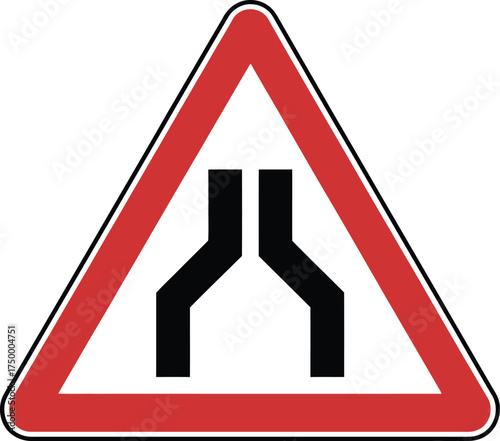  Road Narrows on Both Sides Warning Sign