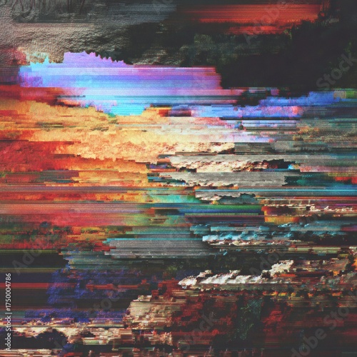 Abstract Sunset: A vibrant digital artwork, displaying a chaotic yet captivating sunset, is a fusion of digital art and nature's beauty. A visually stunning expression
