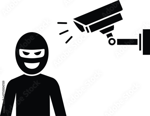 Burglar Thief Caught by Security Camera Icon