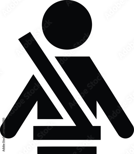  Seat Belt Buckled Person Black Silhouette Safety Icon