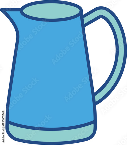 A blue ceramic pitcher is on transparent background
