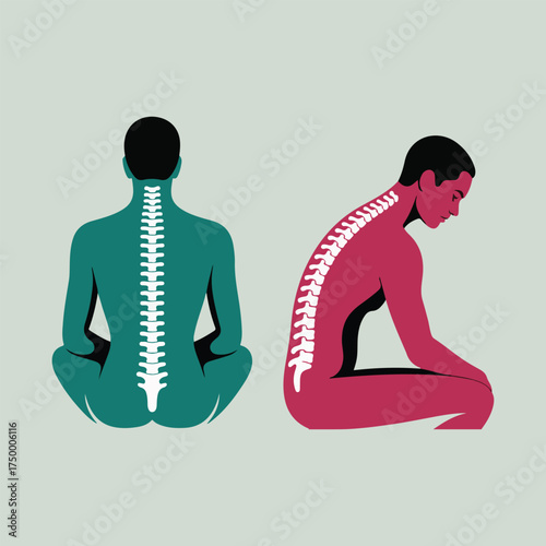 Creative human spine vector for World Spine Day, showing correct posture, yoga spine exercises, abstract geometric spine, glowing vertebrae, therapy, and back care awareness