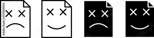 Sad and happy faces on paper icons representing error or success