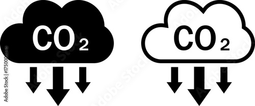 Carbon dioxide emissions and reduction icons
