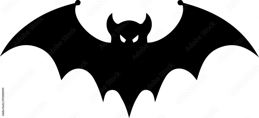 Naklejka premium Halloween Bat Silouette, Simple Hand Drawn Monster Icon. 