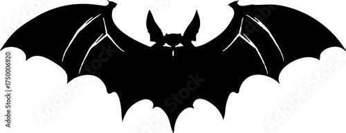 Halloween Bat Silouette, Simple Hand Drawn Monster Icon. 