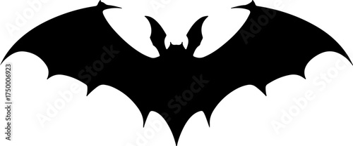 Halloween Bat Silouette, Simple Hand Drawn Monster Icon. 