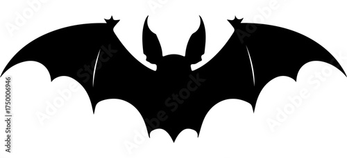 Halloween Bat Silouette, Simple Hand Drawn Monster Icon. 
