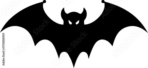 Halloween Bat Silouette, Simple Hand Drawn Monster Icon. 