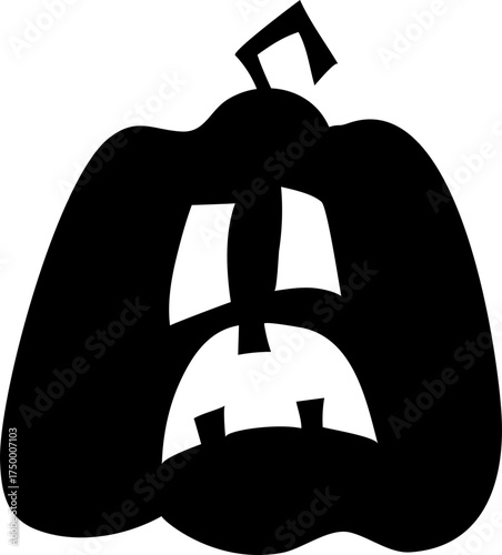 Halloween Pumpkin Silhouette. Autumn Holiday Creepy Graphic Element. Jack-o-Lantern Monster Cut-out