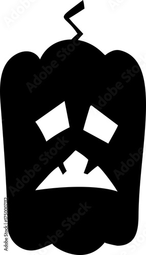 Halloween Pumpkin Silhouette. Autumn Holiday Creepy Graphic Element. Jack-o-Lantern Monster Cut-out