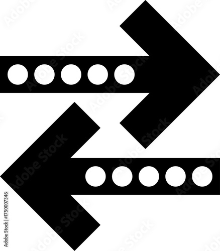 Two black arrows pointing in opposite directions