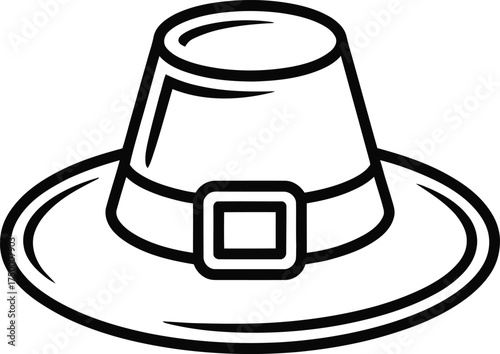 Black and White Pilgrim Hat Icon thanksgiving colonial