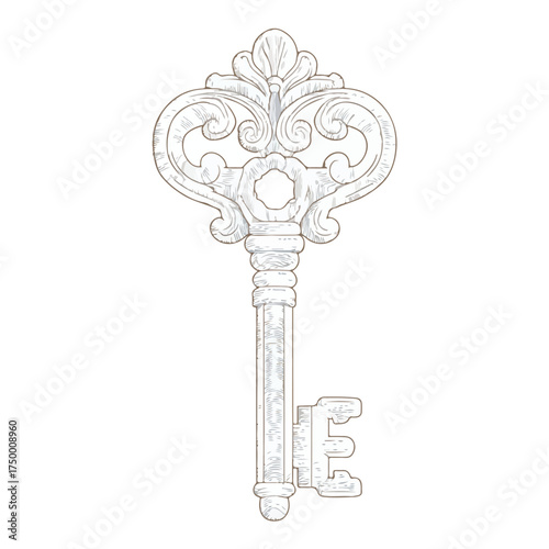 Elegant Key Applique Line Art Design