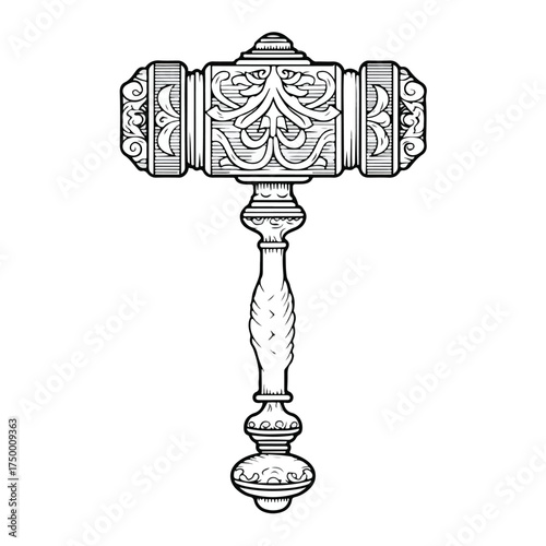 Elegant Mallet Applique Line Art Design