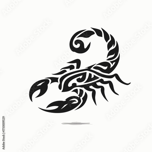 Stylized Black and White Tribal Scorpion Illustration Design. Abstract Insect Art for Tattoos, Logos, and Graphics.