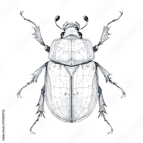 Elegant Embroidery Design Beetle Top View