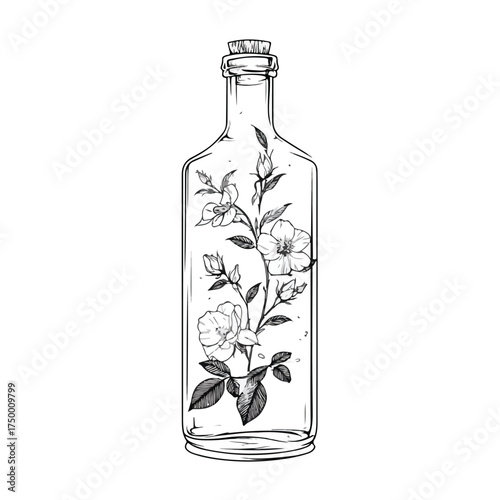 Elegant Bottle Applique Line Art Design