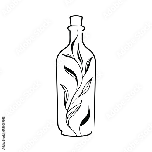Elegant Bottle Applique Line Art Design
