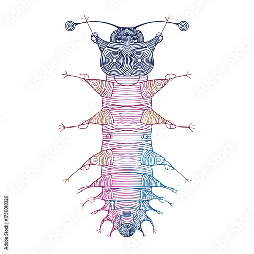 Elegant Caterpillar Applique Line Art Design