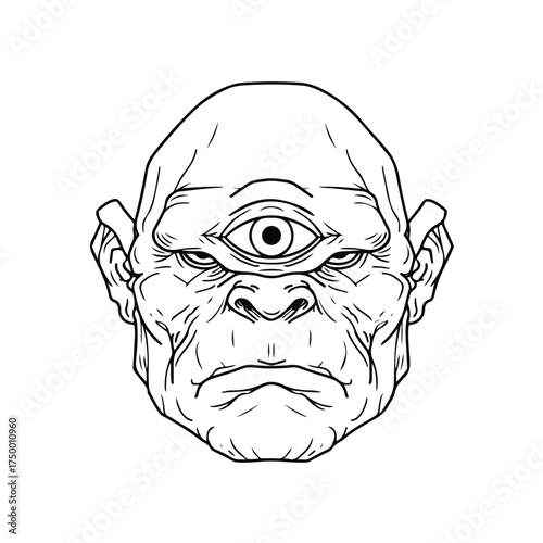 Cyclops Applique Style Line Art Embroidery
