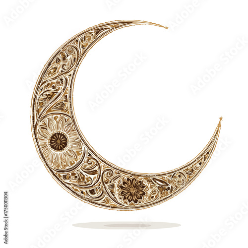 Eid Crescent Applique Embroidery Line Art