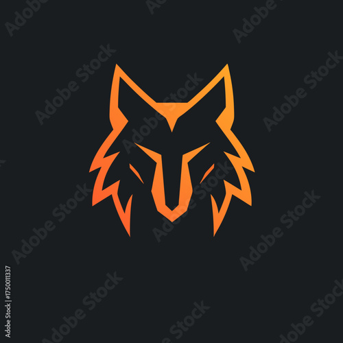 Stylized geometric fox head logo illustration with orange gradient on a dark background. Modern wild animal icon or emblem design.