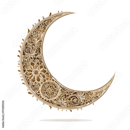 Elegant Eid Crescent Applique Embroidery Design