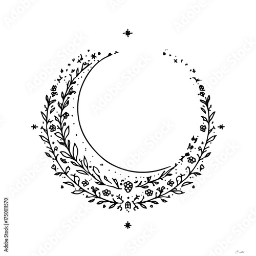 Elegant Eid Crescent Embroidery Applique Art