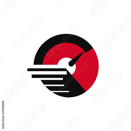Abstract speed gauge icon with flowing lines. Modern graphic symbol for performance, data analytics, velocity, and rapid progress.