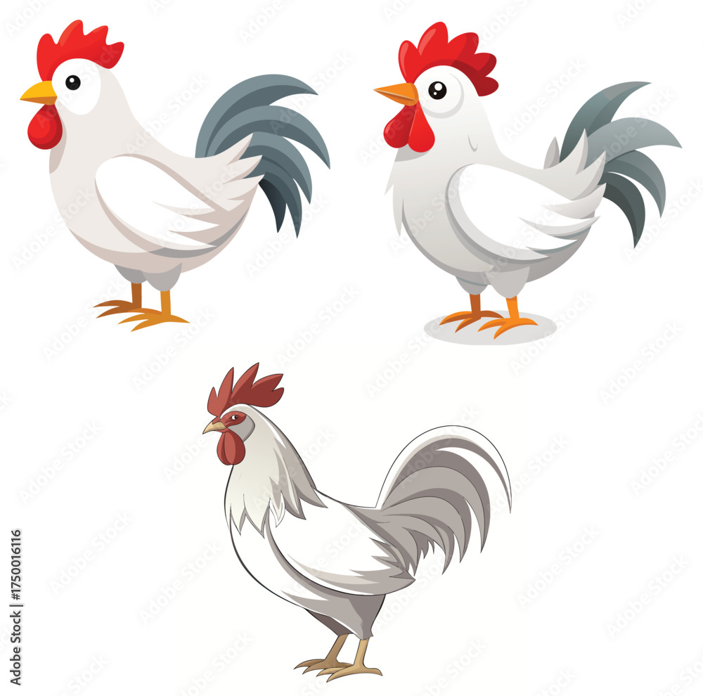 Fototapeta premium vector chicken hen icon set 