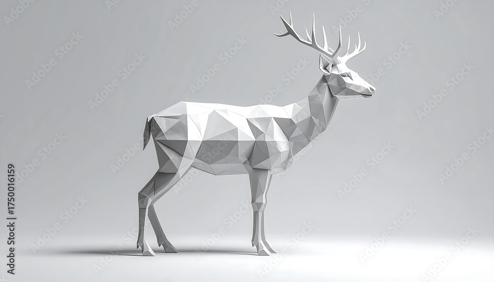 Obraz premium Geometric Deer Silhouette Minimalist Design.