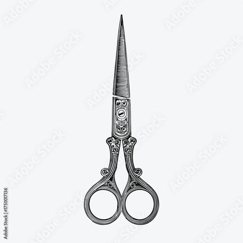 Elegant Scissors Applique Line Art Design