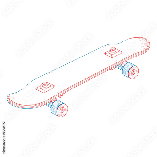Skateboard Embroidery Applique Line Art Design