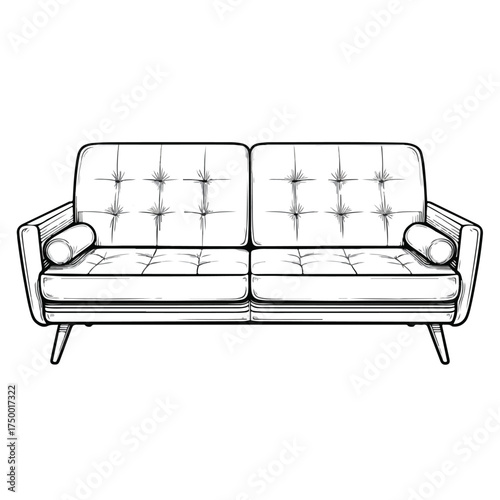 Elegant Sofa Bed Applique Line Art