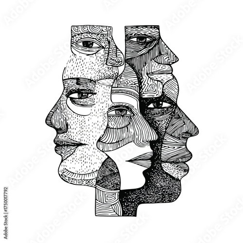 Minimalist Abstract Human Profile Line Art