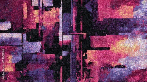 Abstract Geometric Composition: A vibrant abstract composition where form, color, and texture interplay.
