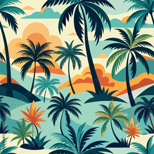 set of palm  trees