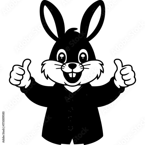 Thumbs Up Rabbit Silhouette: A friendly and approachable rabbit gives a cheerful thumbs up, radiating positivity and encouragement.