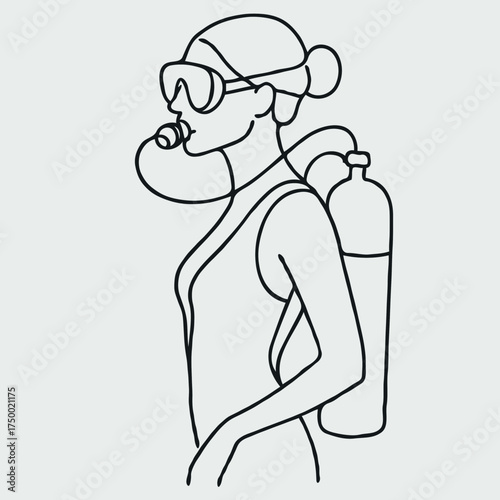 Scuba diver preparing for underwater exploration in swimwear  