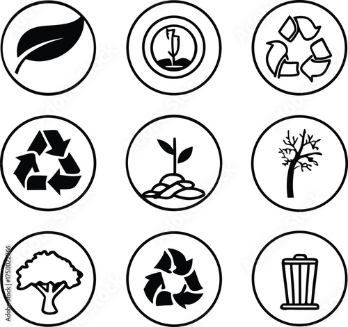 Circular Eco Carbon Reduction Logo Set
