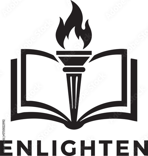 Enlighten Logo with Torch and Book