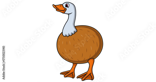An isolated brown turkey with a basket of eggs is a farm animal in nature