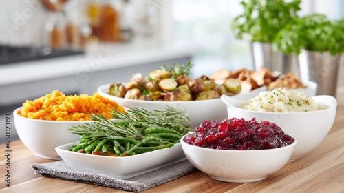 Wallpaper Mural Colorful Array of Freshly Prepared Side Dishes on a Wooden Kitchen Table with Modern Decor Torontodigital.ca